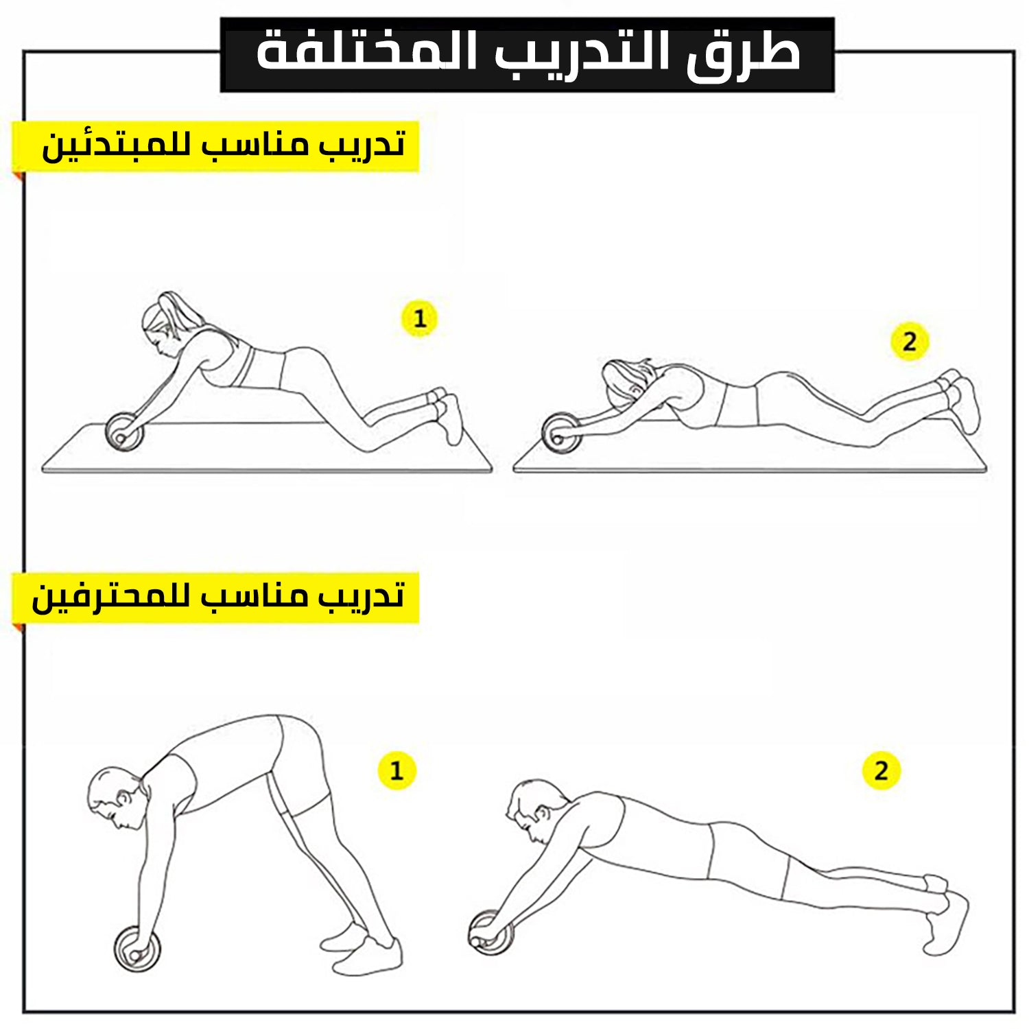 عجلة تمارين عضلات البطن - يد فوم - عجل فردي - لون اسود و اصفر Kanteen - كانتين