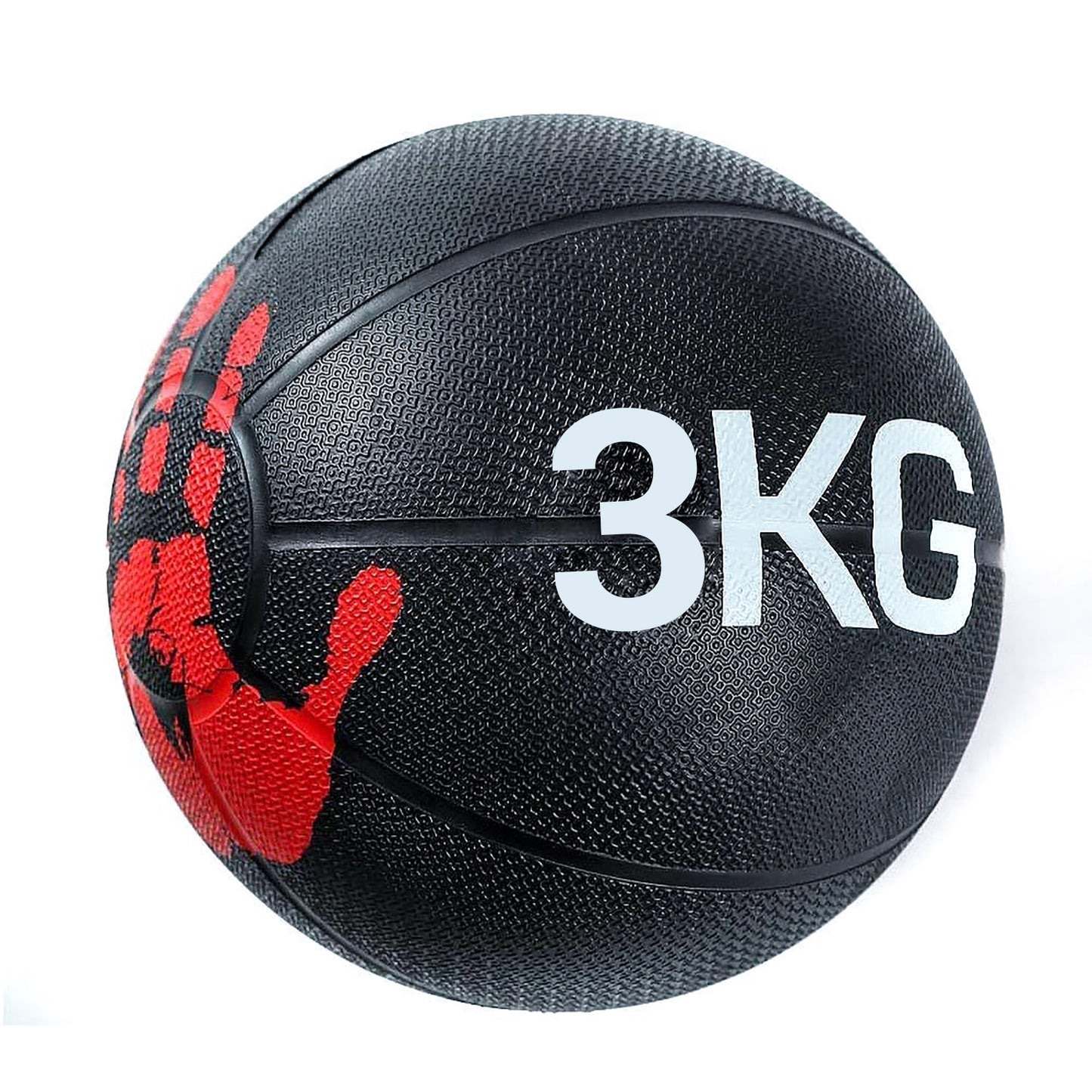 كرة طبية من المطاط لاعادة التأهيل و اللياقة البدنية - بشكل كف يد - لون اسود و احمر - وزن 3 كيلو جرام