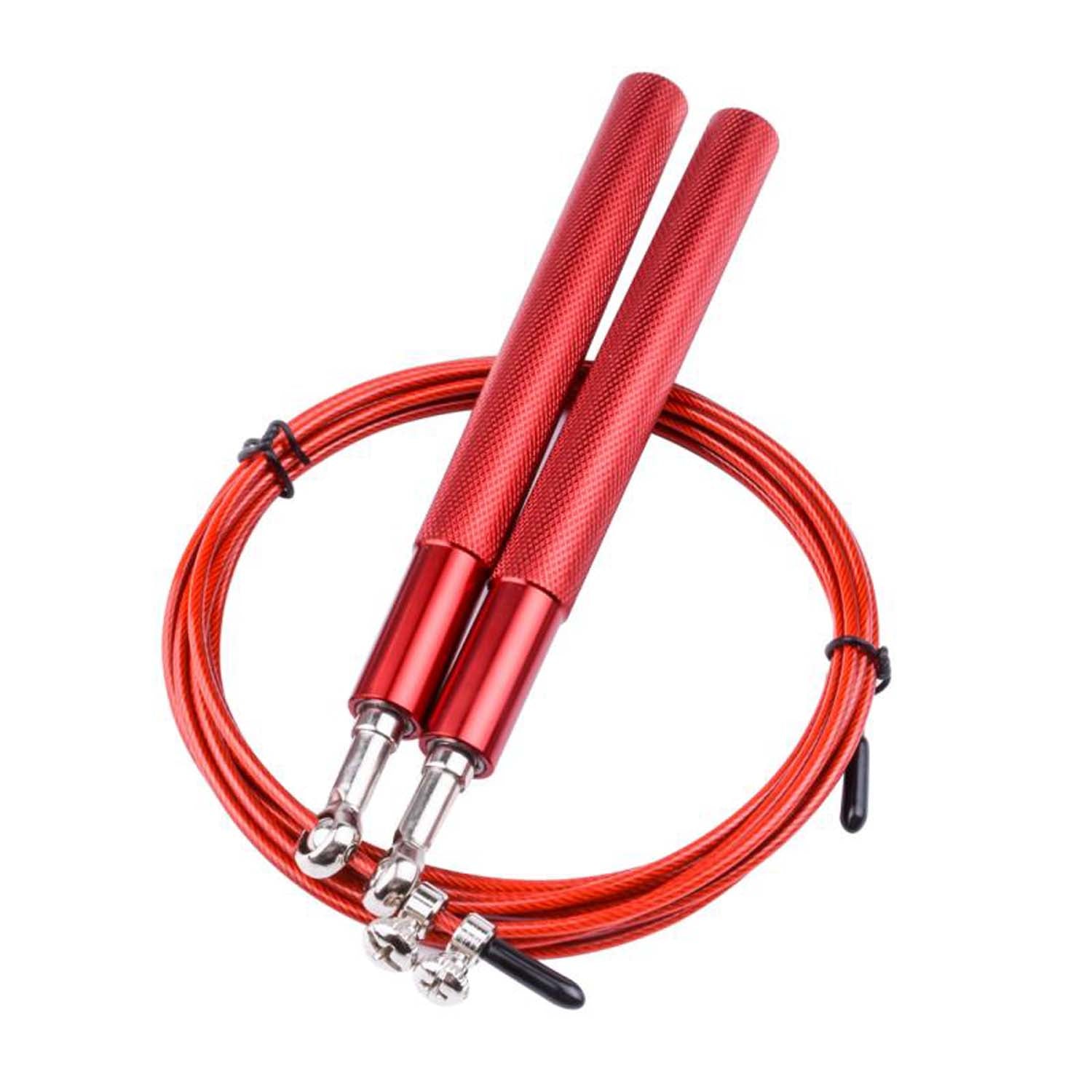 حبل نط من المعدن - طول قابل للتعديل بمقبض مستقيم - للكارديو و اللياقة البدنية - لون احمر - Kanteen - كانتين