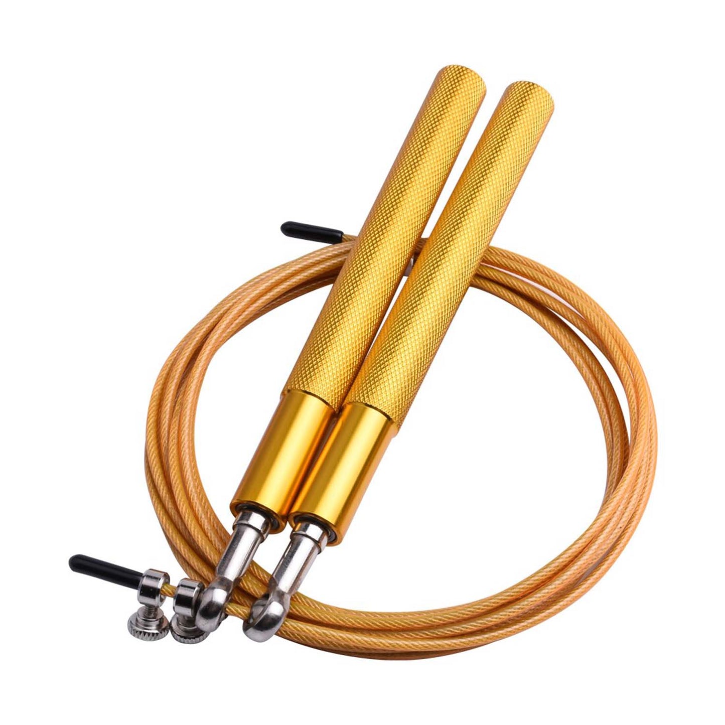 حبل نط من المعدن - طول قابل للتعديل بمقبض مستقيم - للكارديو و اللياقة البدنية - لون اصفر